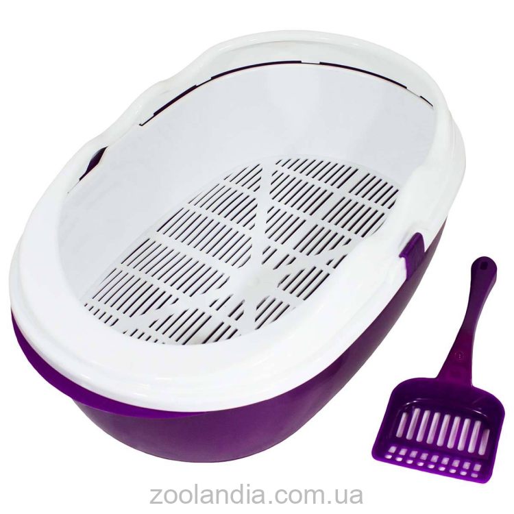 Lucky Pet (Лаки Пэт) Модерн - Туалет для кошек глубокий с сеткой, бортиком и лопаткой,  45x30x15 см