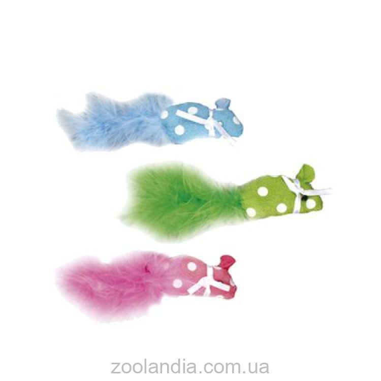 Flamingo (Фламинго) Polka Mouse игрушка для кошек, мышка с пером и кошачьей мятой
