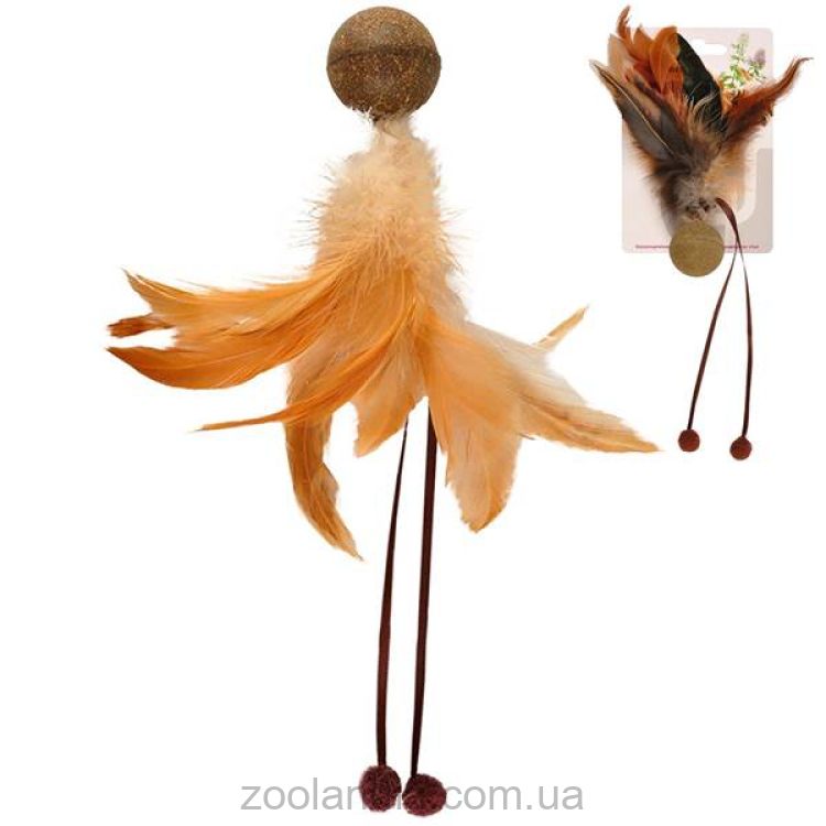 Flamingo Catnip Ball &Feather Фламинго мяч с перьями игрушка с кошачьей мятой для котов