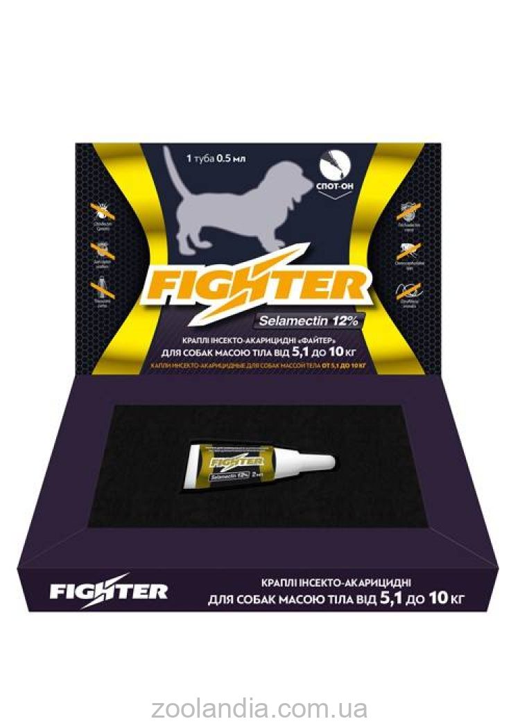Капли Файтер Плюс 12% для собак весом от 5,1 до 10кг