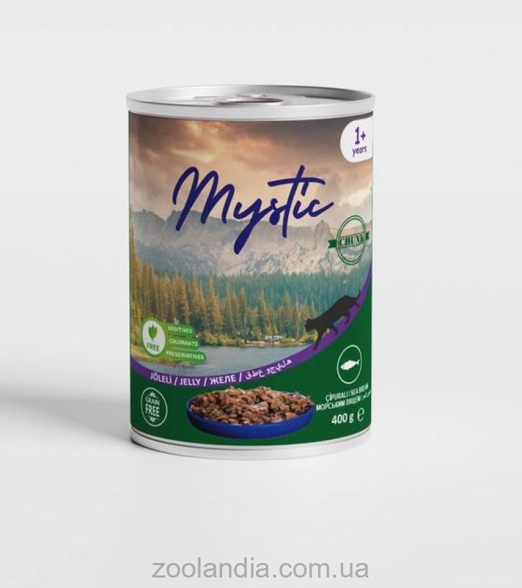 Mystic (Мистик) Cat - Консервы для котов кусочки морського ляща в желе