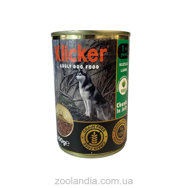 Klicker (Кликер) Dog Lamb Jelly - Консервы для взрослых собак, кусочки ягненка в желе