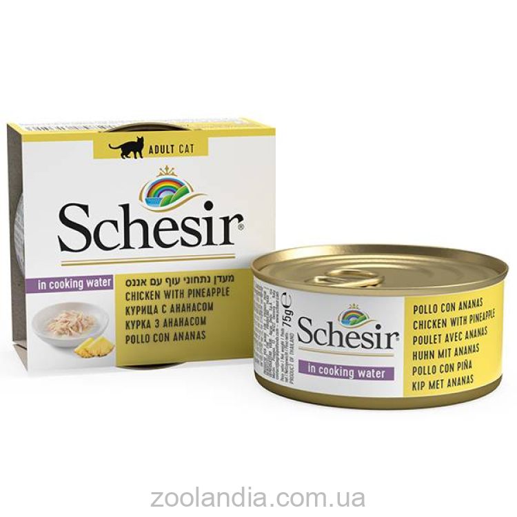Schesir (Шезир) Chicken Pineapple - влажный корм для кошек с курица и ананасом, банка