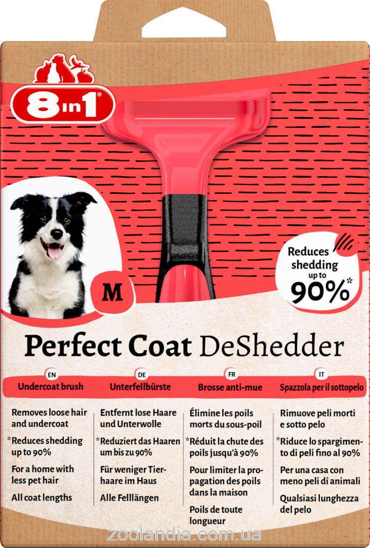 8in1 (8в1) Perfect Coat DeShedder Dog - Дешеддер для вычесывания собак M