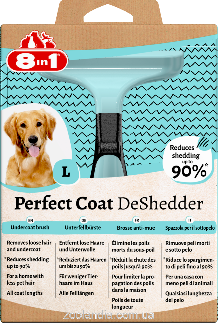 8in1 (8в1) Perfect Coat DeShedder Dog - Дешеддер для вычесывания собак L