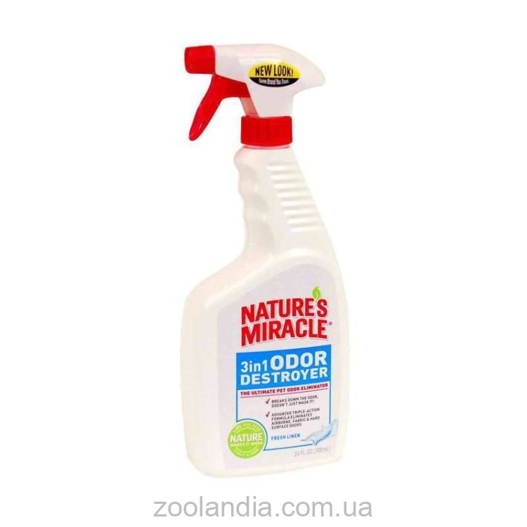 Nature's Miracle (Нейчерс Миракл) 3in1 Odor Destroyer - Средство для удаления запахов животных (с ароматом свежего белья)