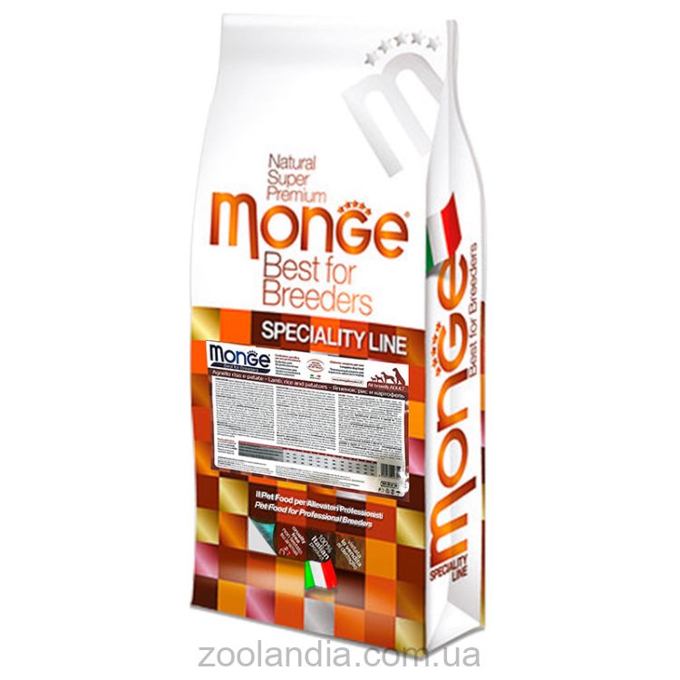Monge (Монж) Natural Superpremium All Breeds Adult Hypoallergenic - Сухой корм с ягненком, рисом и картофелем для взрослых собак-аллергиков всех пород