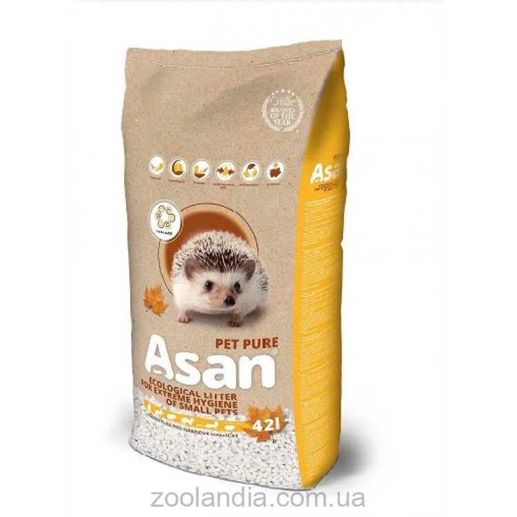 Asan (Асан) Pet Pure - Эконаполнитель из целлюлозы для карликовых кроликов и грызунов, нейтрализатор запаха