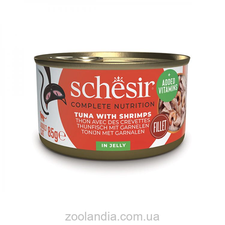 Schesir (Шезир) Tuna Prawns -Влажный корм для кошек тунец с креветками, банка