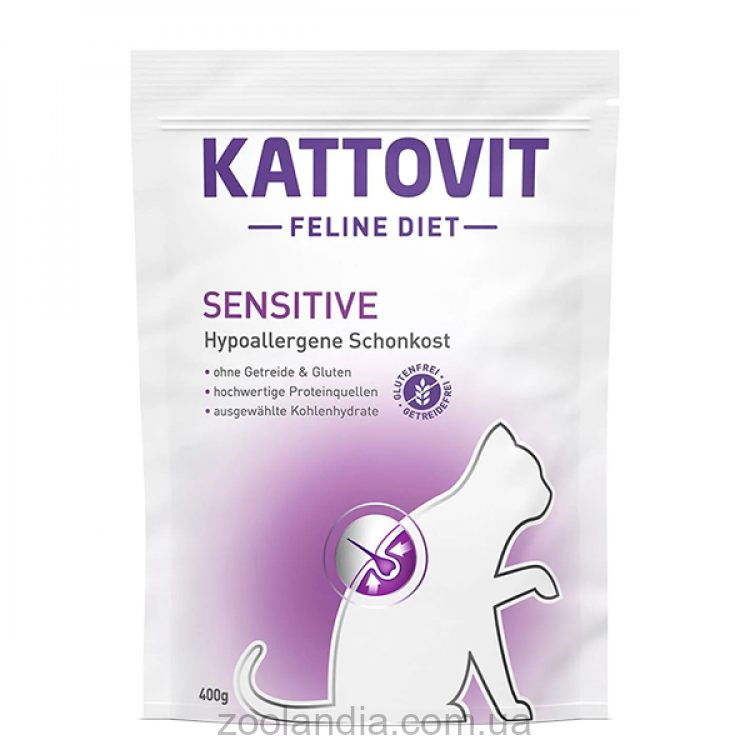 Kattovit Veterinary Sensitive (Каттовит Сенситив) - Сухой беззерновой гипоаллергенный корм для котов с пищевой непереносимостью (курица)