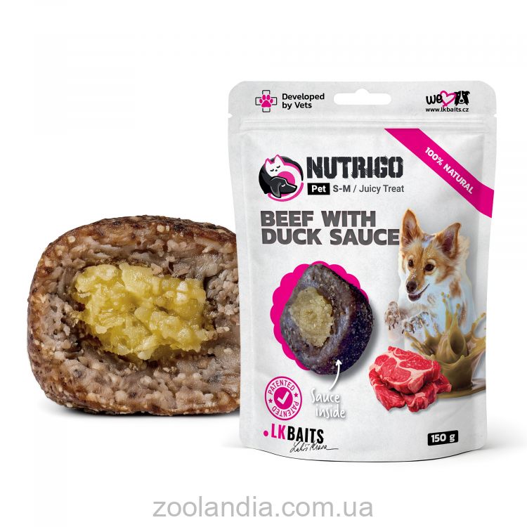 LK Baits Pet Nutrigo Treat Veal - Функциональное лакомство для собак с телятиной и утиным соусом