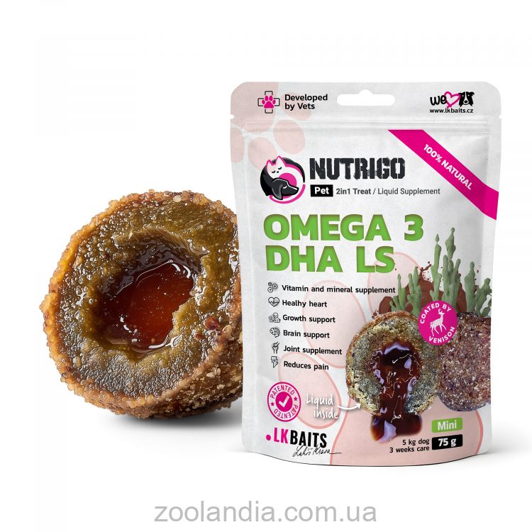 LK Baits Pet Nutrigo Omega-3 Algae Mini - Функциональное лакомство для собак мелких пород с маслом водорослей