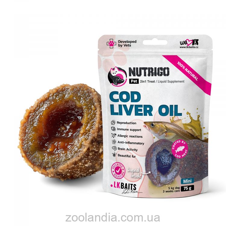 LK Baits Pet Nutrigo Cod Liver Oil Mini - Функциональное лакомство для собак мелких пород с маслом печени трески