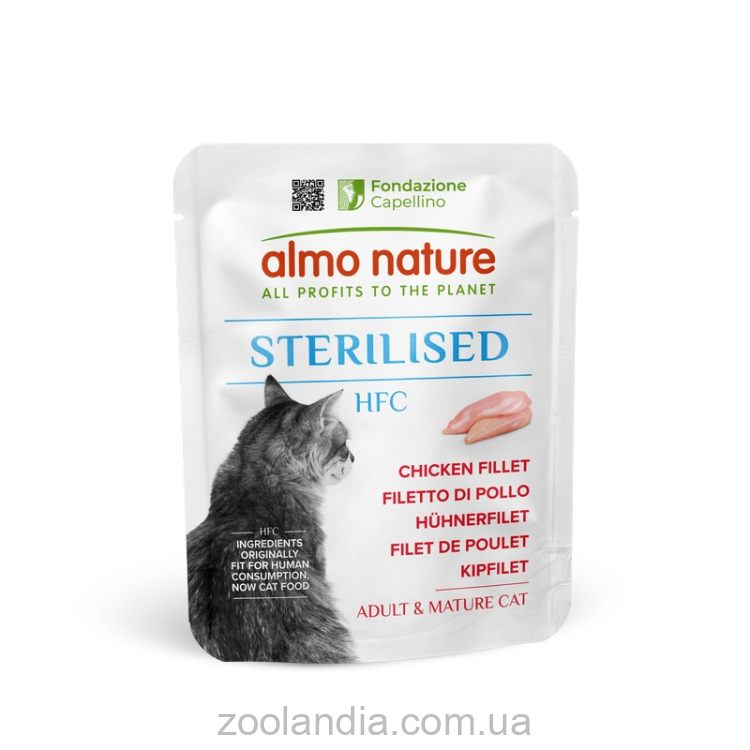 Almo Nature (Альмо Натюр) HFC Cat Natural Sterilised - Влажный корм для кастрированных котов с куриным филе (пауч)