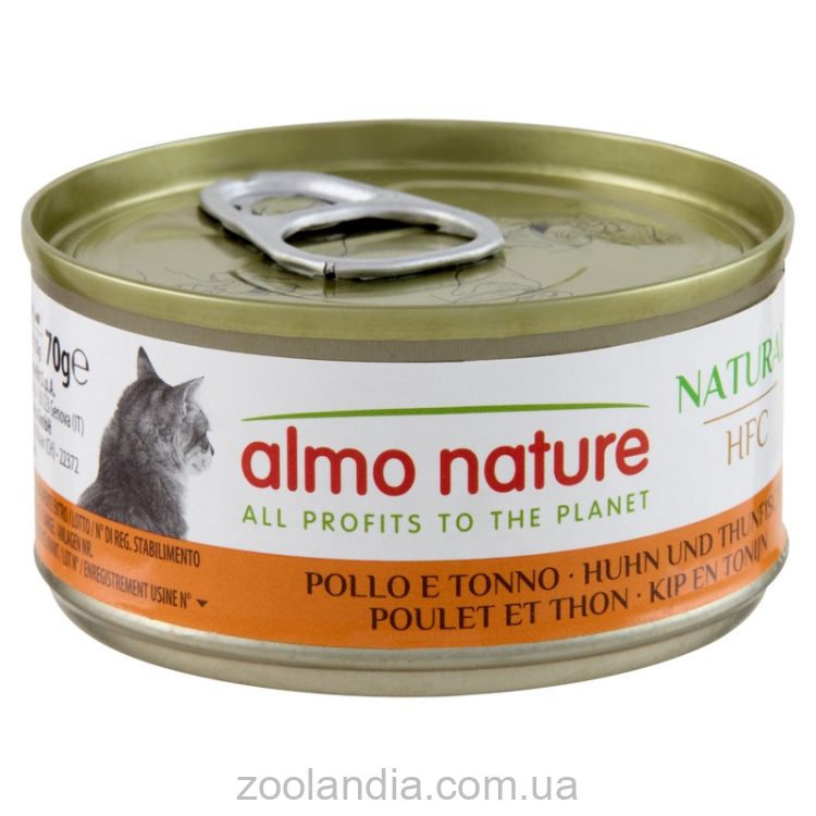 Almo Nature (Альмо Натюр) Natural Adult Cat Chicken&Tuna - Консервированный корм с курицей и тунцом для взрослых кошек (кусочки в желе)