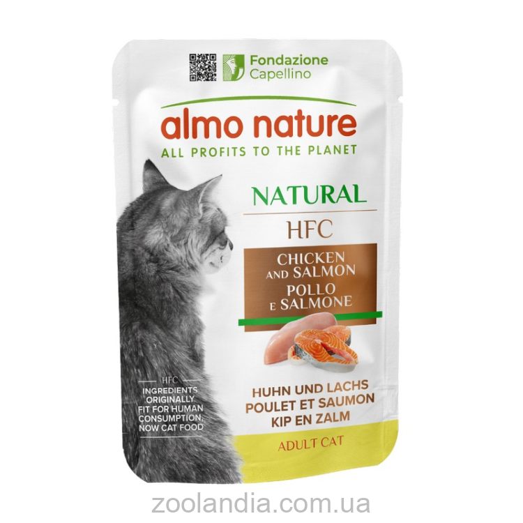 Almo Nature (Альмо Натюр) HFC Cat Natural - Влажный корм для кошек с курицей лососем (пауч)