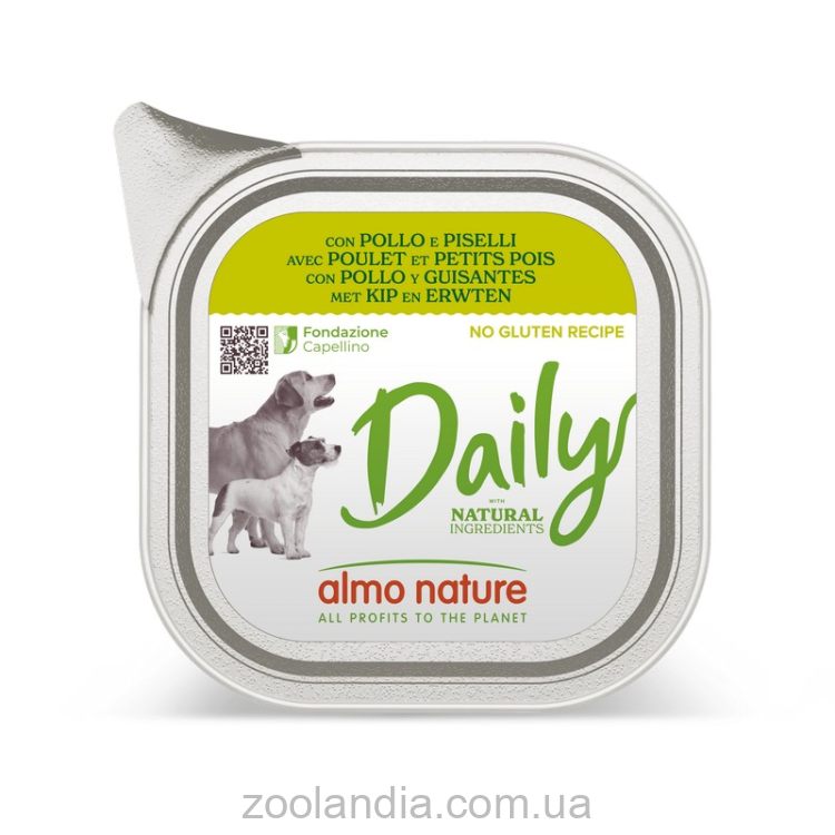 Almo Nature (Альмо Натюр) Daily Adult Dog Chicken&Peas - Консервированный корм для взрослых собак (курица/горошек)