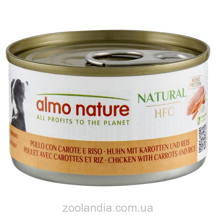 Almo Nature (Альмо Натюр) HFC Natural Adult Dog - Консервированный корм для взрослых собак (курица с морковью и рис)