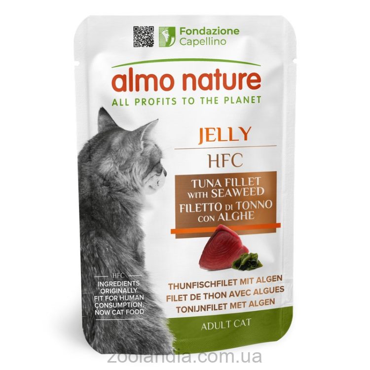 Almo Nature (Альмо Натюр) HFC Cat Jelly - Влажный корм для кошек с филе тунца и водоросли (пауч)