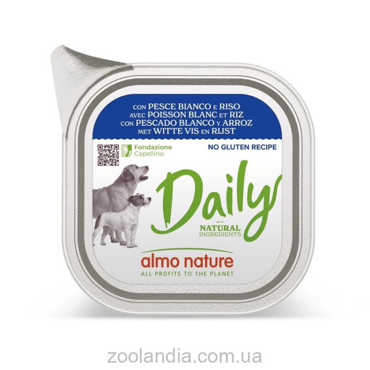 Almo Nature (Альмо Натюр) Daily Adult Dog White Fish&Rice - Консервированный корм для взрослых собак (белая рыба/рис)