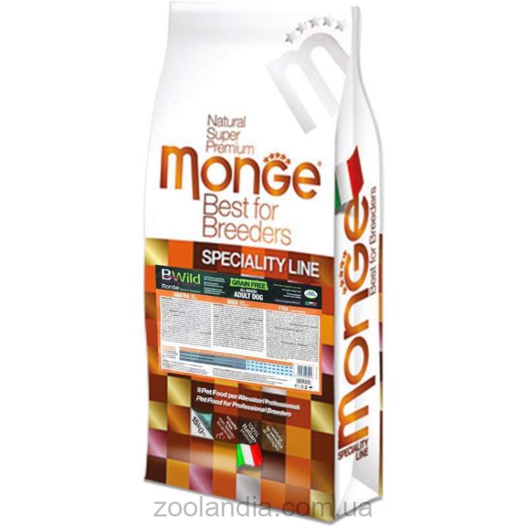Monge (Монж) BWild Grain Free Duck Adult All Breeds - Беззерновой корм из мяса утки с картофелем для взрослых собак всех пород