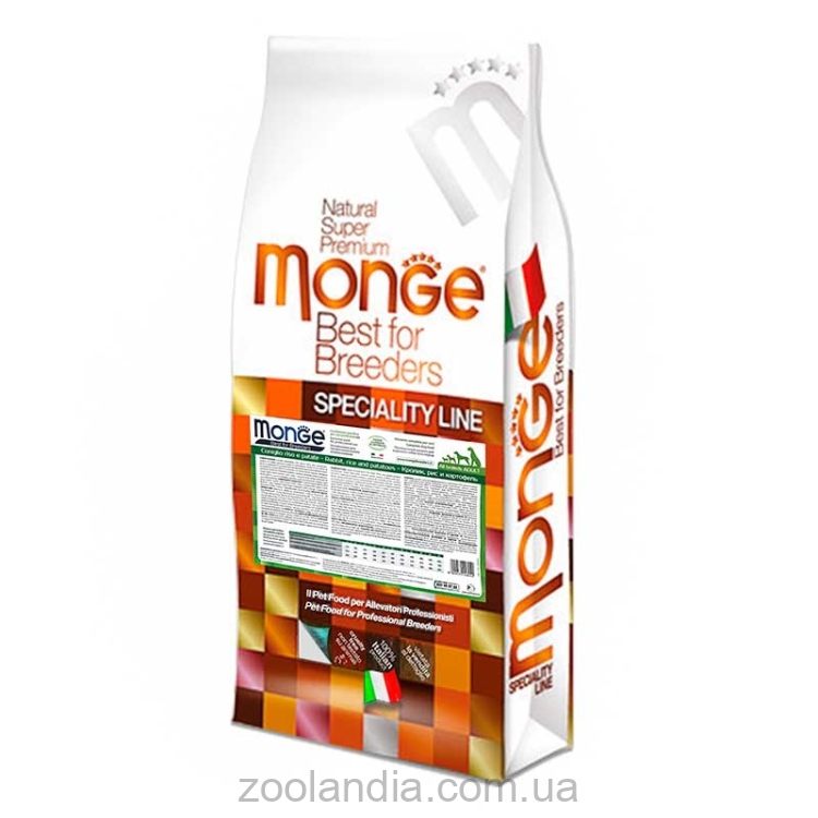 Monge (Монж) Natural Superpremium All Breeds Adult Rabbit, Rice & Potatoes - Сухой корм для взрослых собак всех пород с кроликом и рисом