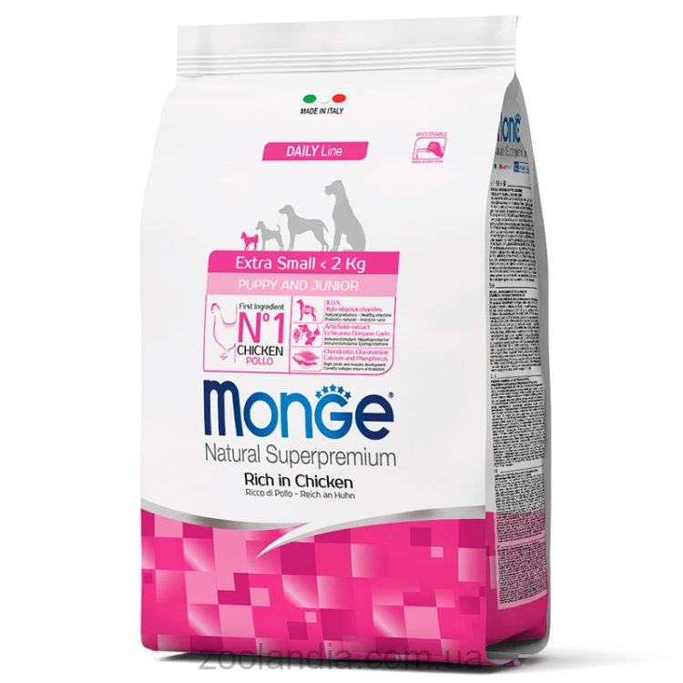 Monge (Монж) DOG Extrasmall Puppy & Junior - Сухий корм для цуценят мініатюрних порід з куркою і рисом