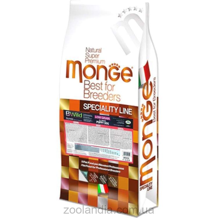 Monge (Монж) BWild Low Grain Wild Deer Puppy&Junior All Breeds - Низкозерновой сухой корм с олениной для щенков всех пород