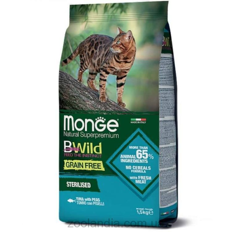 Monge (Монж) BWild Grain Free Tuna Sterilized Adult Cat - Сухой беззерновой корм для стерилизованных кошек (с тунца)