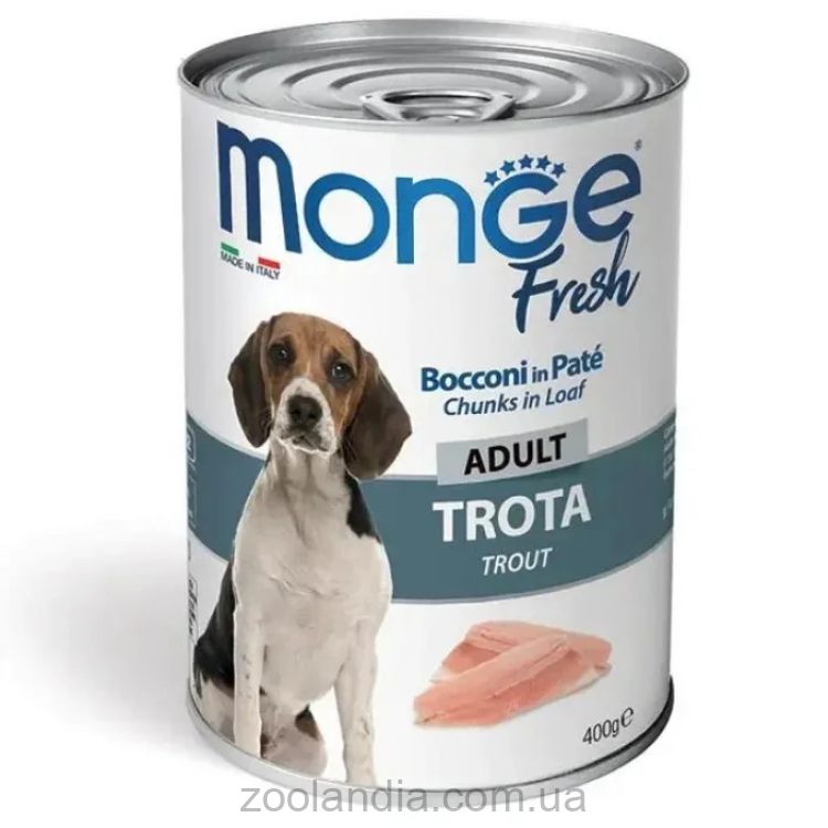 Monge (Монж) Fresh Dog Adult Fresh - Влажный корм для собак паштет с мясными кусочками, форель