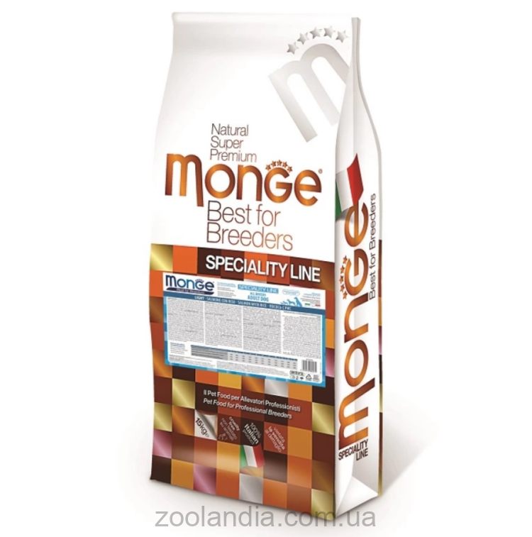 Monge (Монж) DOG All breeds Adult Light - Низкокалорийный корм с лососем и рисом для взрослых собак всех пород
