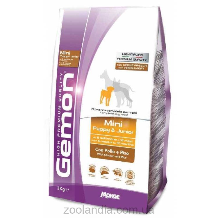 Gemon (Джемон) Mini Puppy & Junior - Сухой корм для щенков маленьких пород с курицей и рисом