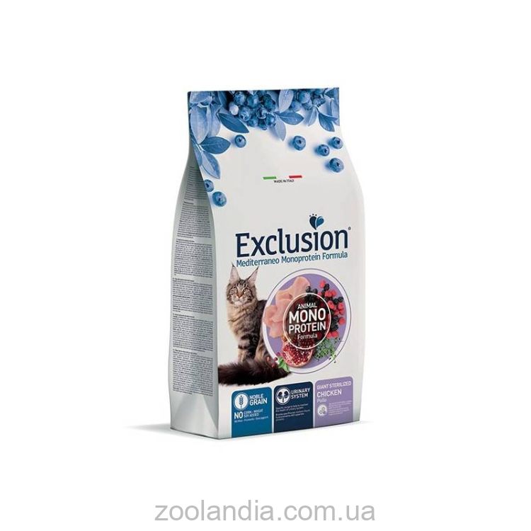 Exclusion (Эксклюжн) Noble Grain Cat Sterilized Chicken - Монопротеиновый сухой корм для стерилизованных кошек больших пород с курицей