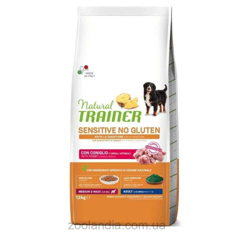 Trainer (Трейнер) Сухий корм і цілісні злаки для собак середніх і великих порід з чутливим травленням, з кроликом