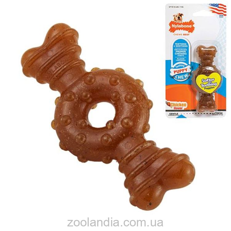Nylabone Puppy Chew Ring Bone жевательная игрушка для щенков, вкус курицы