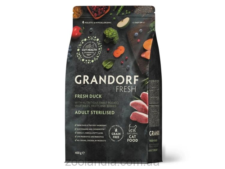 Grandorf Fresh (Грандорф) Adult Cat Sterilised Duck & Sweet Potato - Сухой корм для стерилизованных котов (утка и батат)