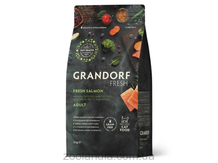 Grandorf Fresh (Грандорф) Adult Cat Salmon & Sweet Potato - Сухой корм для котов (лосось и батат)