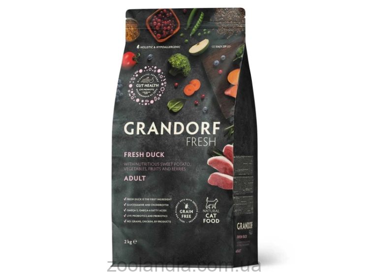 Grandorf Fresh (Грандорф) Adult Cat Duck & Sweet Potato Сухой корм для котов  (утка и батат)