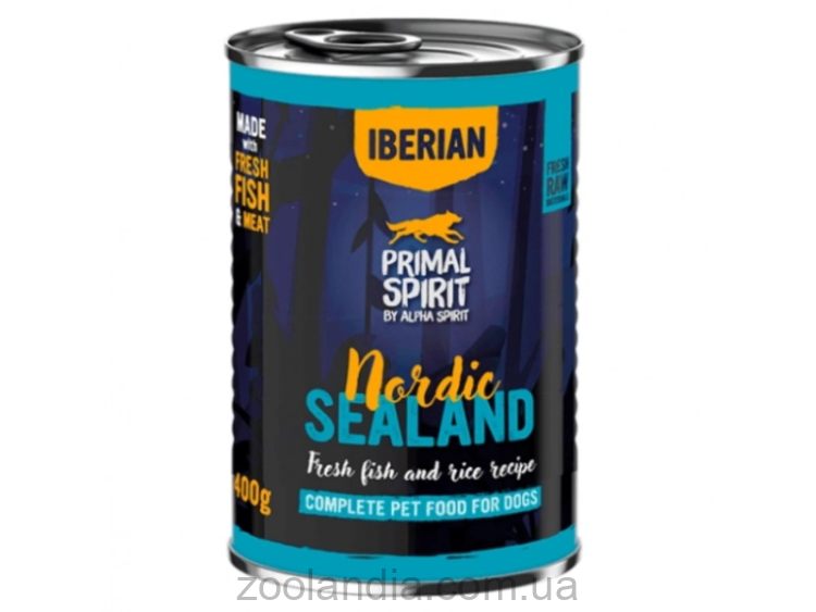 Primal Spirit Nordic Sealand Полнорационный влажный корм для собак (рыба и иберийская свинина)
