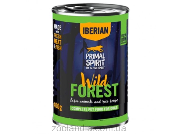 Primal Spirit Wild Forest Полнорационный влажный корм для собак (иберийская свинина и индейка)