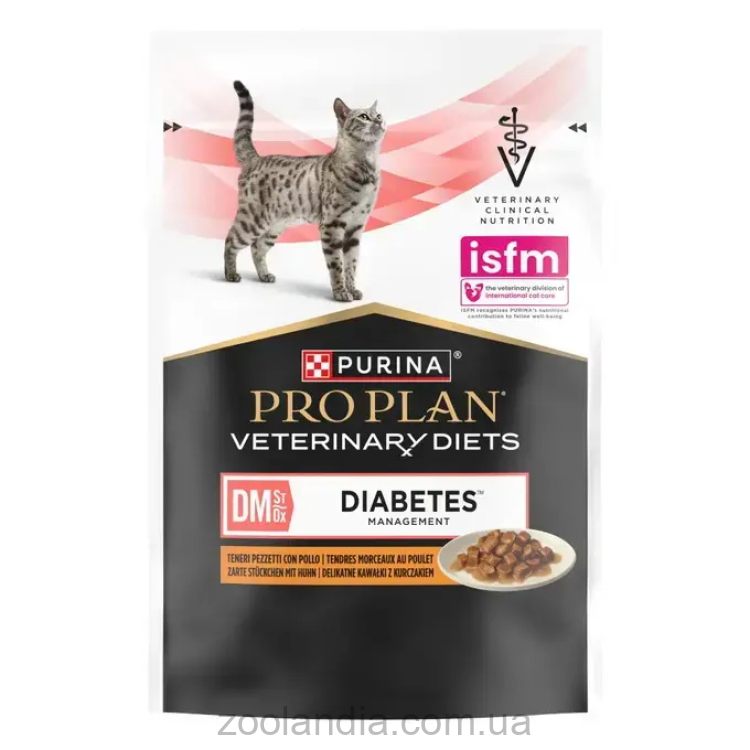 Purina Pro Plan Veterinary Diets DM Diabetes Management Chicken - Влажный лечебный корм для кошек c сахарным диабетом (курица)
