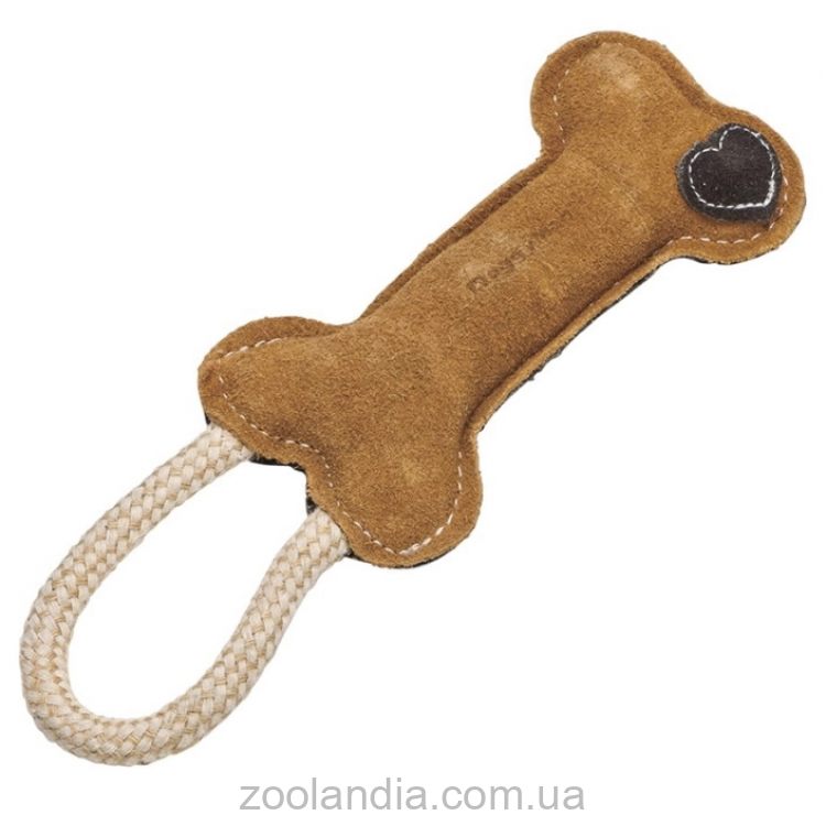 DoggyMan (ДоггиМен) Leather Bone -  Жевательная игрушка для собак кость с канатом, натуральная кожа