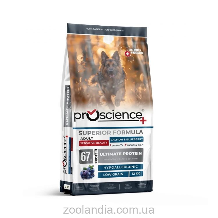 ProScience (ПроСайенс) Sensitive Beauty Adult Salmon & Blueberry - Сухой корм для здоровья кожи и шерсти собак (лосось и черника)