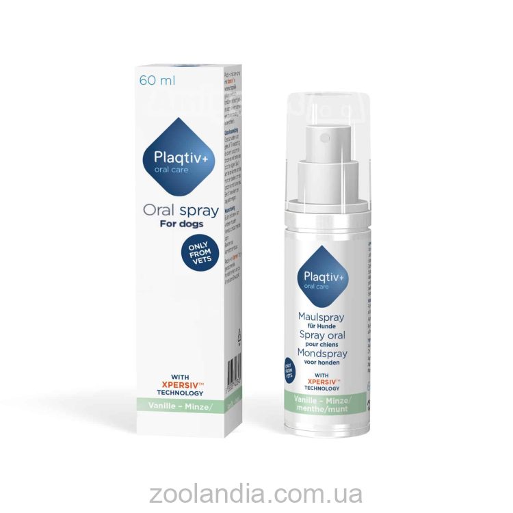 Plaqtiv+ ( Плактив +)  Oral Care Oral Spray (Vanilla Mint) - Спрей для ухода за полостью рта собак (ванильно-мятный)