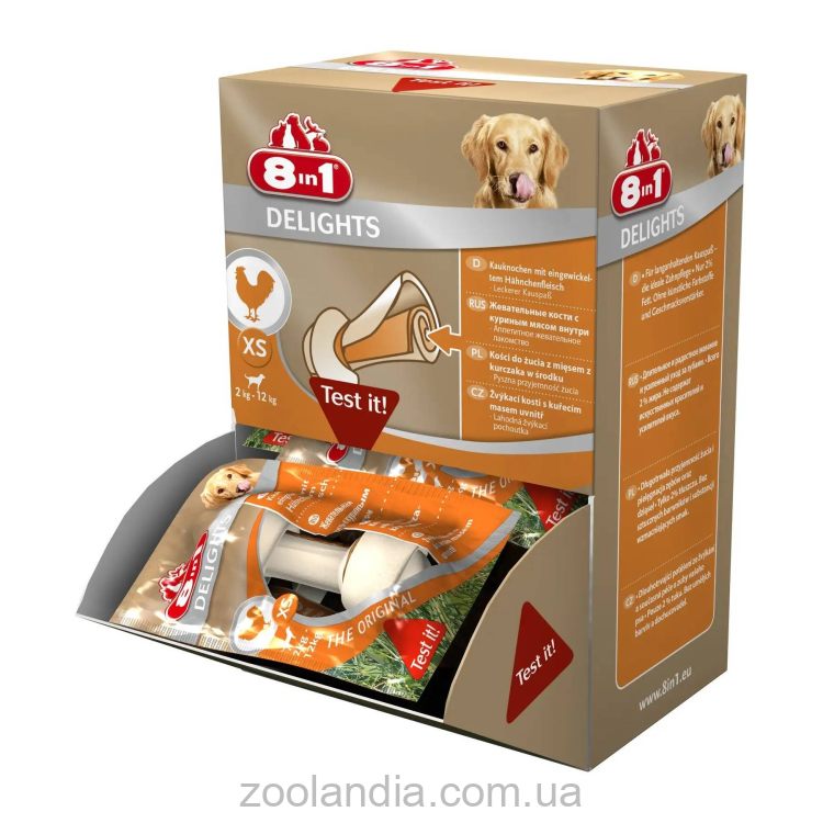8in1 (8в1) Delights Bone Strong - Косточки для чистки зубов с мясом курицы