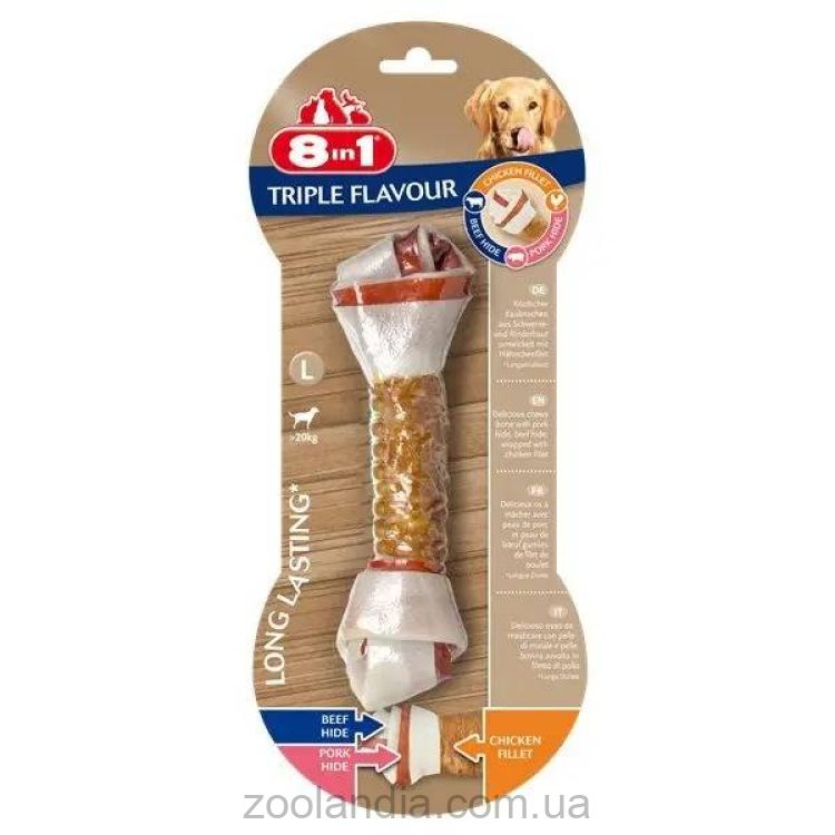 8in1 (8в1) Triple Flavour - Лакомство-косточка жевательная для собак