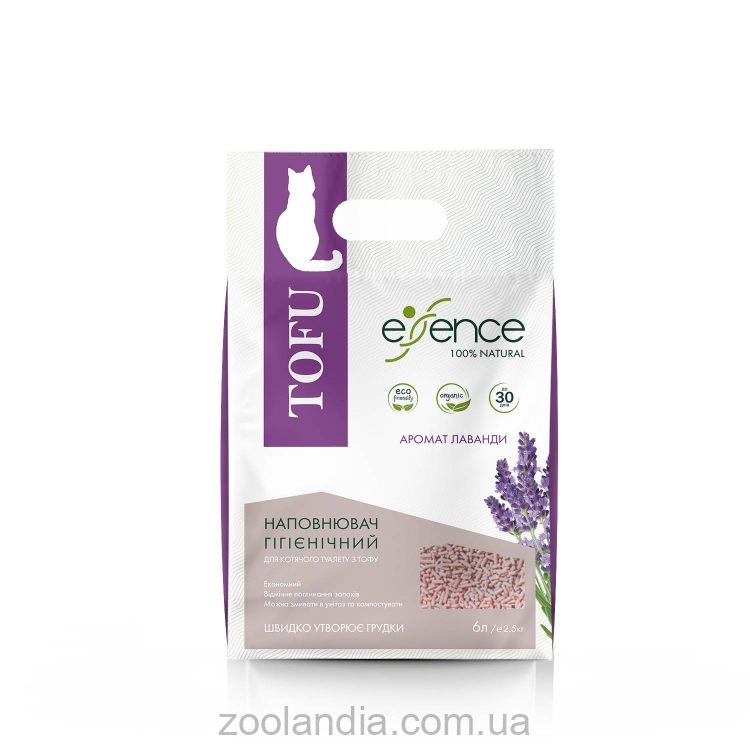 Essence (Эссенс) Tofu - Наполнитель соевый для кошачьего туалета с ароматом лаванды.
