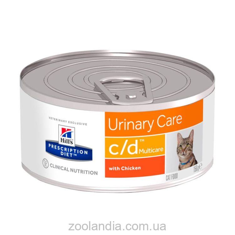 Hill's Wet PD Canine c/d Urinary Care Multicare - консервированный корм-диета с курицей для кошек при заболевании мочевыделительной системы