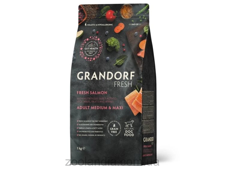 Grandorf Fresh (Грандорф) Adult Medium & Maxi Salmon & Sweet Potato - Сухой корм для собак средних и крупних пород (лосось и батат)