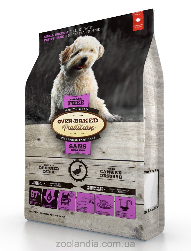 Oven-Baked (Овен Бекет) Tradition adult small breeds duck - беззерновой Сухой корм для собак малых пород со свежим мясом утки